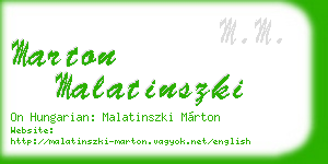 marton malatinszki business card