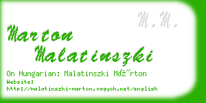 marton malatinszki business card